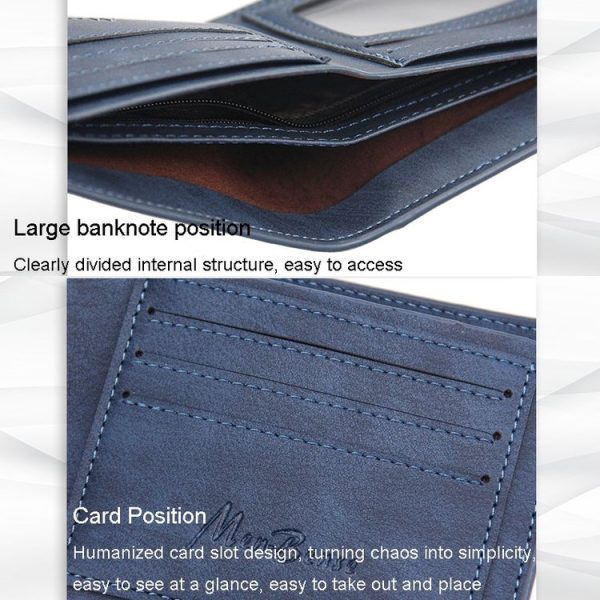 Menbense Men Short Wallet Casual Multi-Card Coin Purse (Light Brown) - Image 5