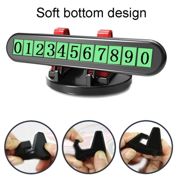 Car Dashboard Automotive Cell Phone Holder Temporary Parking Sign 2 In 1 (Gray) - Image 3