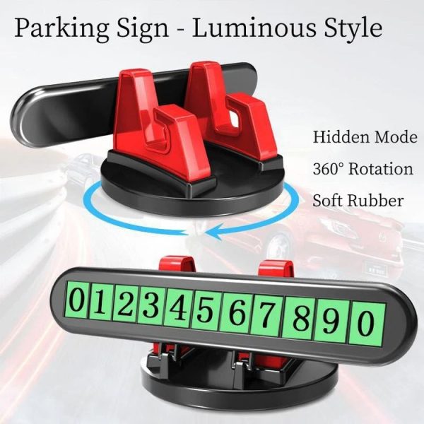 Car Dashboard Automotive Cell Phone Holder Temporary Parking Sign 2 In 1 (Gray) - Image 4