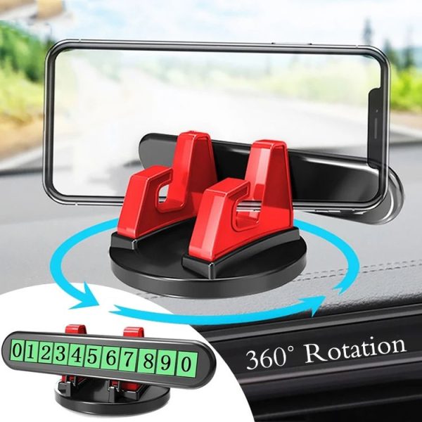 Car Dashboard Automotive Cell Phone Holder Temporary Parking Sign 2 In 1 (Gray) - Image 6