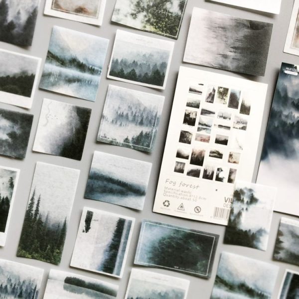 50pcs / Pack Handbook Stickers Small Fresh Stickers DIY Diary Material, Style: Fog Forest