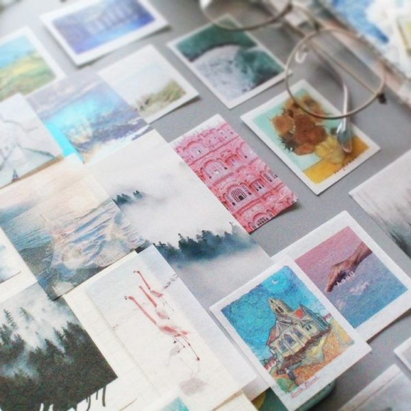 50pcs / Pack Handbook Stickers Small Fresh Stickers DIY Diary Material, Style: Fog Forest - Image 2