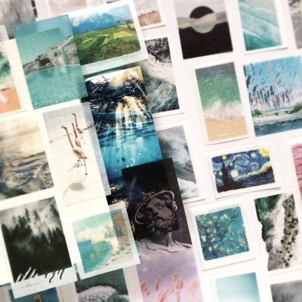 50pcs / Pack Handbook Stickers Small Fresh Stickers DIY Diary Material, Style: Fog Forest - Image 3