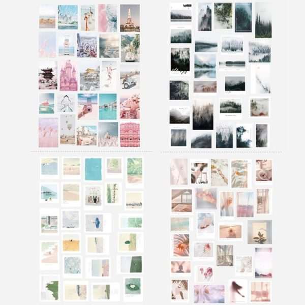50pcs / Pack Handbook Stickers Small Fresh Stickers DIY Diary Material, Style: Fog Forest - Image 5