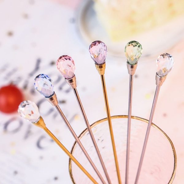 430 Stainless Steel Long Handle Diamond Spoon Honey Stirring Scoop (Blue Diamond) - Image 6