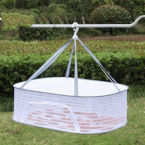 40 x 60cm Foldable Drying Fishing Vegetables Fish Net Hanging Clothes Drying Storage Shelf, Spec: 1 Layer (White)