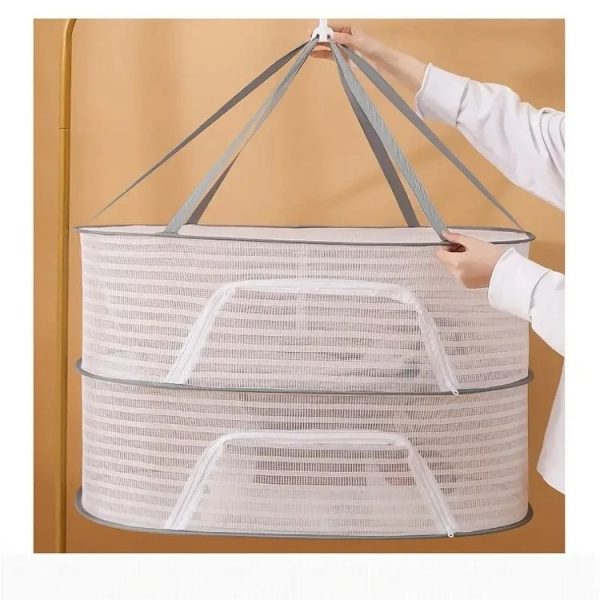 40 x 60cm Foldable Drying Fishing Vegetables Fish Net Hanging Clothes Drying Storage Shelf, Spec: 1 Layer (White) - Image 4