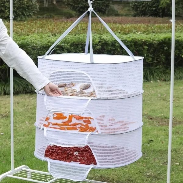 40 x 60cm Foldable Drying Fishing Vegetables Fish Net Hanging Clothes Drying Storage Shelf, Spec: 1 Layer (White) - Image 8