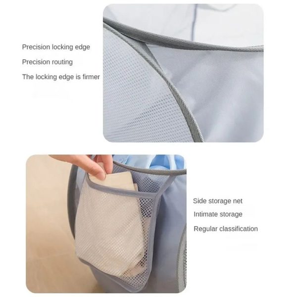 Foldable Storage Basket Household Layered Thickened Dirty Laundry Basket, Spec: 2 Grids Black - Image 10