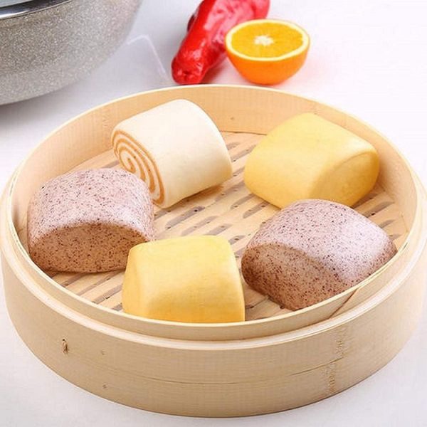 Bamboo Bun Steamer Food Veggie Steamer Basket, Size: 21cm Cover - Image 7