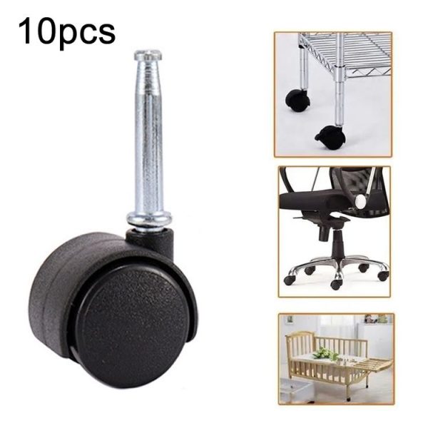 10pcs Swivel Furniture Casters Office Chair Baby Crib Sofa Wheel, Spec: 1 Inch Without Brake