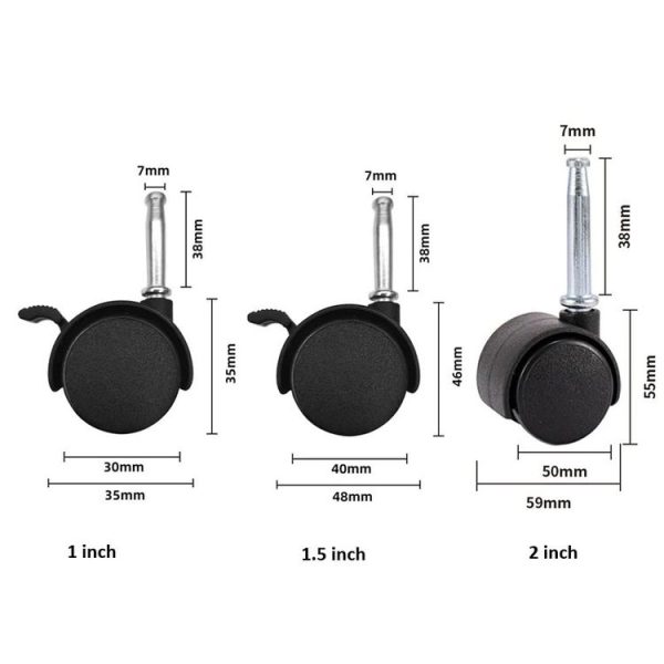 10pcs Swivel Furniture Casters Office Chair Baby Crib Sofa Wheel, Spec: 1 Inch Without Brake - Image 3