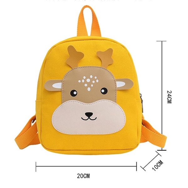 Cartoon Kindergarten Schoolbag Boys And Girls Baby Cute Canvas Shoulder Bag, Color: Deer Yellow - Image 3