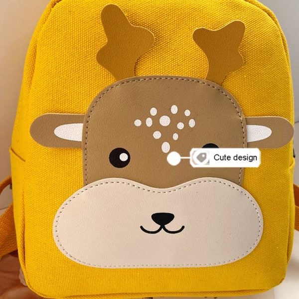 Cartoon Kindergarten Schoolbag Boys And Girls Baby Cute Canvas Shoulder Bag, Color: Deer Yellow - Image 5