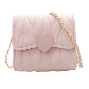 Children Chain Bag Lovely Princess Lingerie Shoulder Crossbody Bag (Pink)