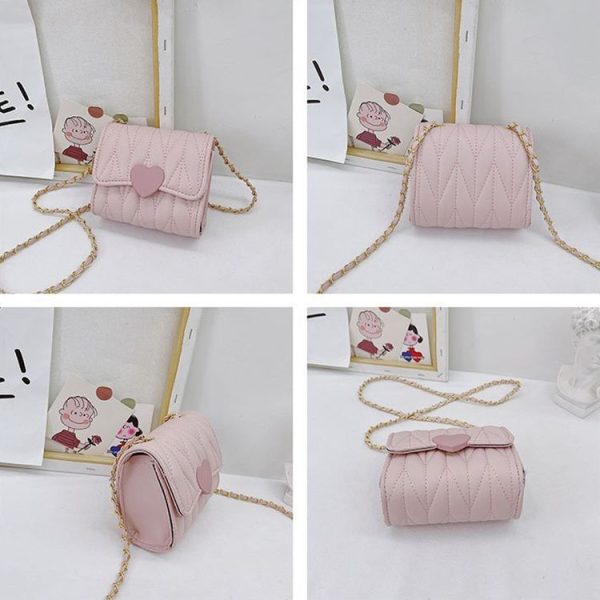 Children Chain Bag Lovely Princess Lingerie Shoulder Crossbody Bag (Pink) - Image 3