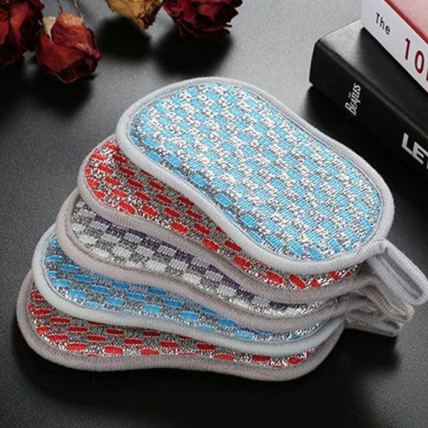 5pcs Double-sided Absorbent Kitchen Dishwashing Sponge Multifunctional Cleaning Rag, Style: Blue - Image 10
