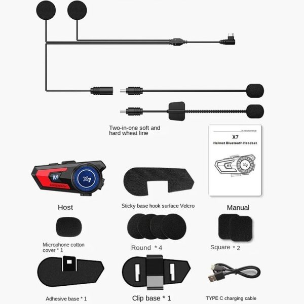 X7 Motorcycle Helmet Bluetooth Headset Riding Navigation Listening Song Soft Hard Wheat (Red) - Image 13