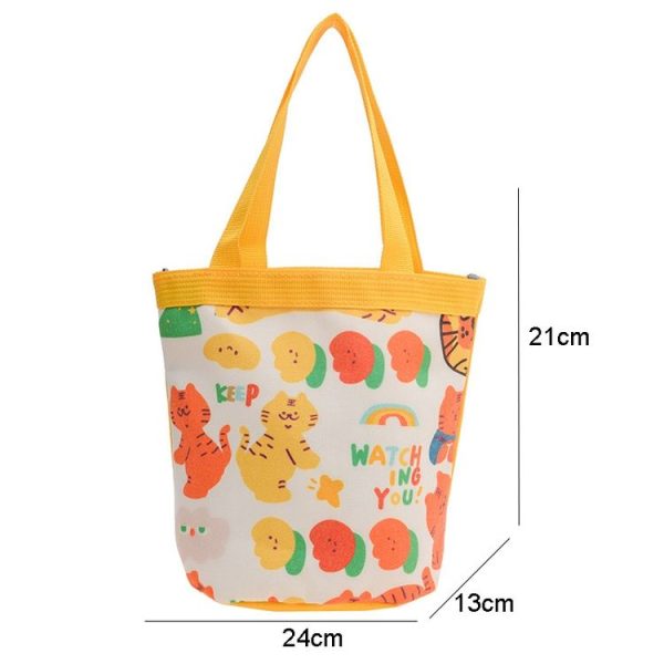 Children Cute Cartoon Canvas Bag Graffiti Bento Bag Parent-Child Handbag, Style: Model 1 (Green) - Image 3
