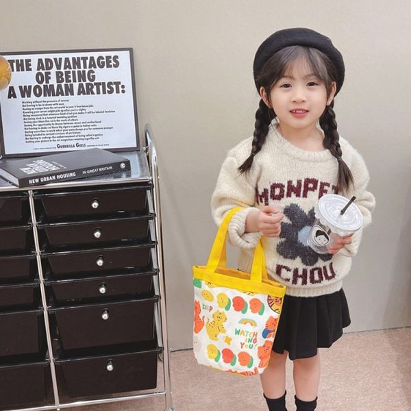 Children Cute Cartoon Canvas Bag Graffiti Bento Bag Parent-Child Handbag, Style: Model 1 (Green) - Image 6