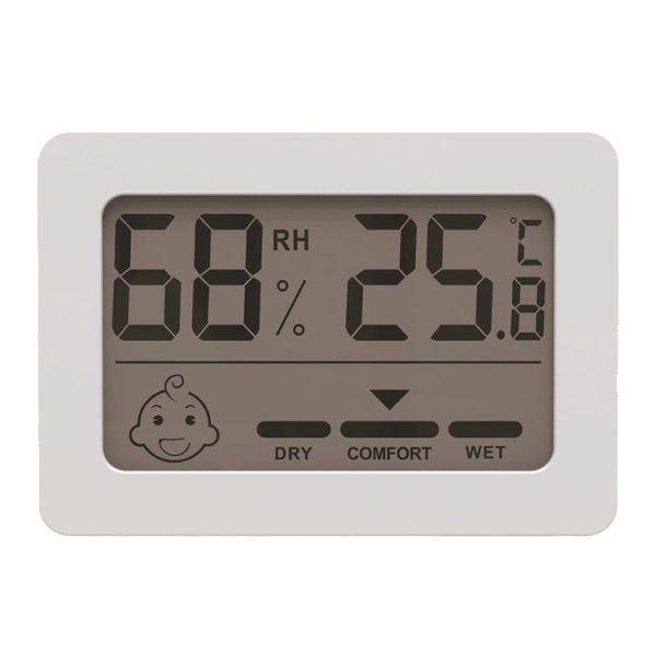 Household Indoor Mini Smiley Electronic Temperature And Humidity Meter With Stand (White)
