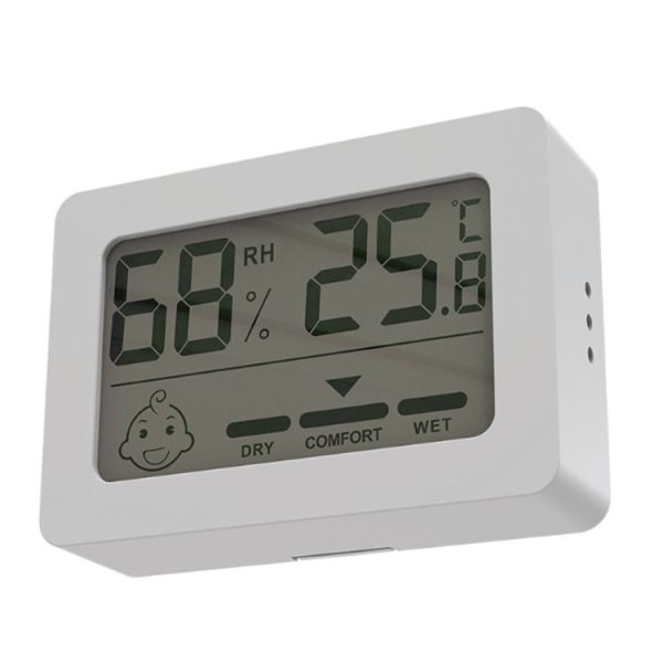 Household Indoor Mini Smiley Electronic Temperature And Humidity Meter With Stand (White) - Image 2