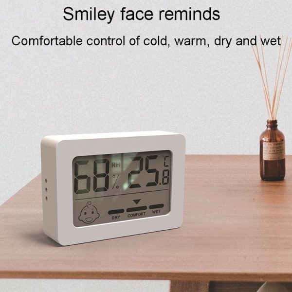Household Indoor Mini Smiley Electronic Temperature And Humidity Meter With Stand (White) - Image 8