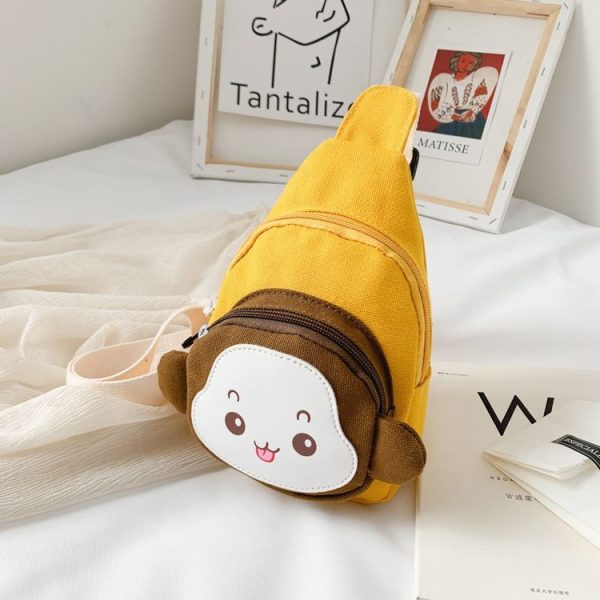 Children Chest Bag Cute Cartoon Monkey Crossbody Shoulder Bag Coin Backpacks (Yellow)