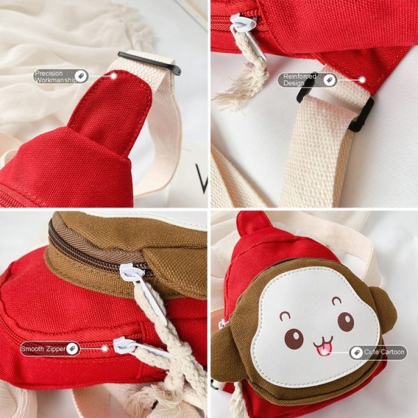 Children Chest Bag Cute Cartoon Monkey Crossbody Shoulder Bag Coin Backpacks (Yellow) - Image 4