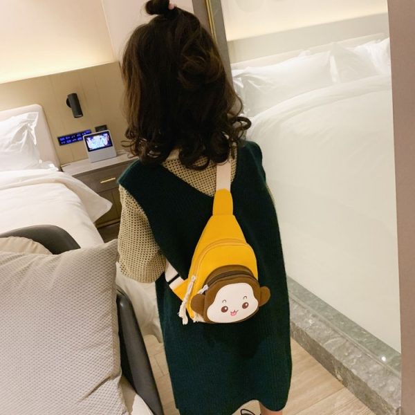 Children Chest Bag Cute Cartoon Monkey Crossbody Shoulder Bag Coin Backpacks (Yellow) - Image 7