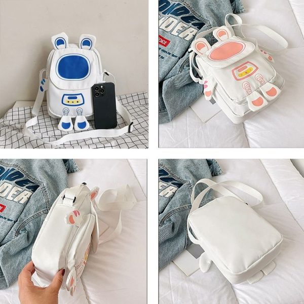 Cute Cartoon Student Crossbody Bag Lightweight Shoulder Bag (Blue) - Image 4
