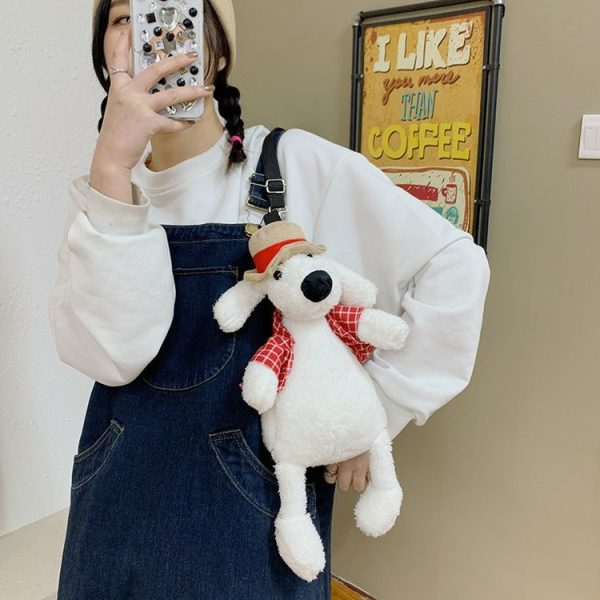Cartoon Plush Doll Shoulder Bag Cute Puppy Crossbody Bag, Style: Puppy Yellow - Image 6