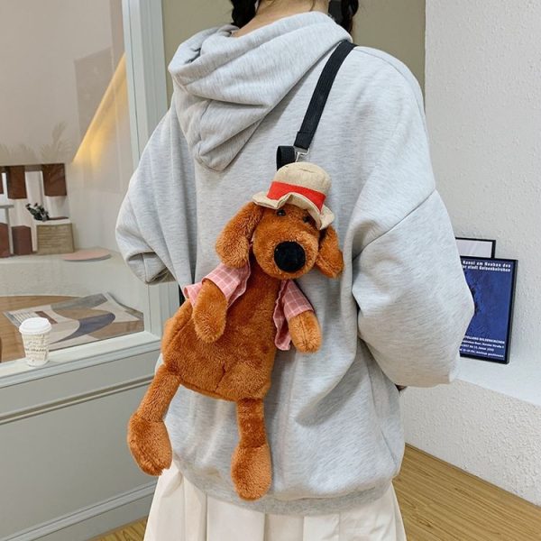 Cartoon Plush Doll Shoulder Bag Cute Puppy Crossbody Bag, Style: Puppy Yellow - Image 7