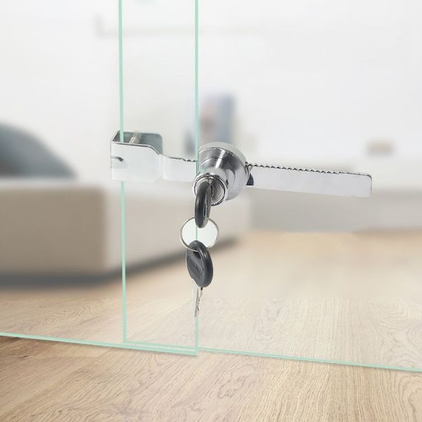 Removable Serrated Glass Sliding Door Lock Window Cabinet Door Latches With Key - Image 6