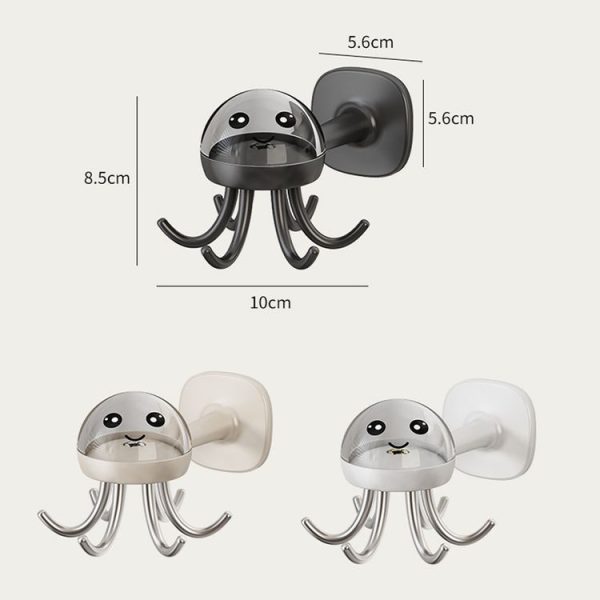 Multifunctional Six-claw 360-degree Rotating Hook Rack Kitchen Storage Seamless Punch-free Hooks (Cream White) - Image 3