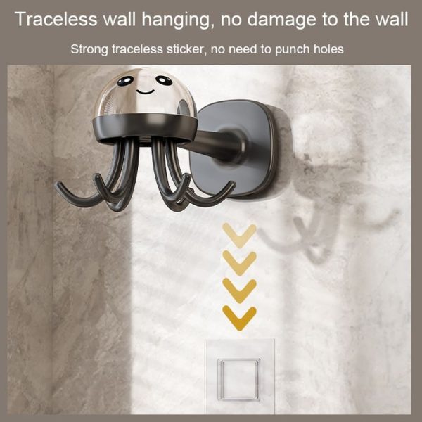 Multifunctional Six-claw 360-degree Rotating Hook Rack Kitchen Storage Seamless Punch-free Hooks (Cream White) - Image 7