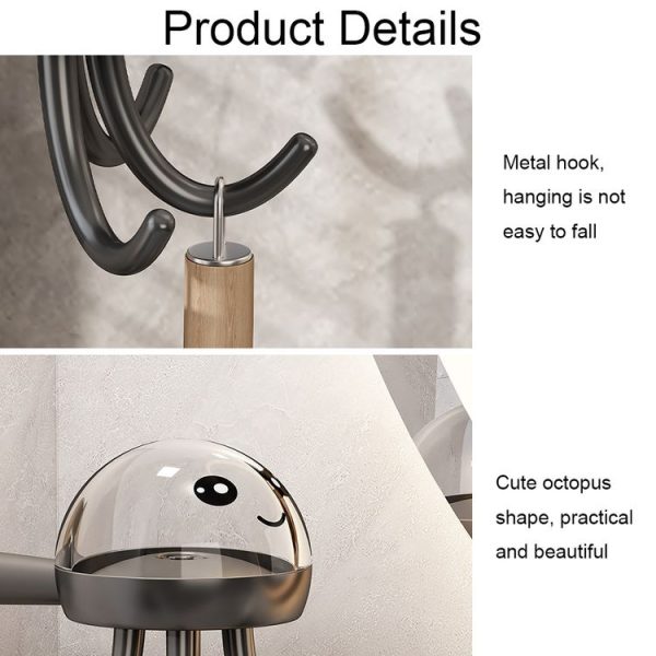 Multifunctional Six-claw 360-degree Rotating Hook Rack Kitchen Storage Seamless Punch-free Hooks (Cream White) - Image 9