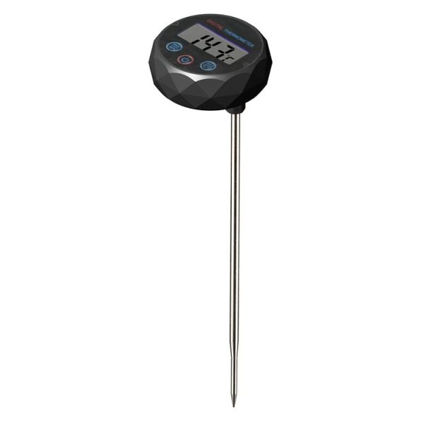 Milk Coffee Hand Brew Kettle Thermometer With Pen Holder Food Thermometer Waterproof (All Black)