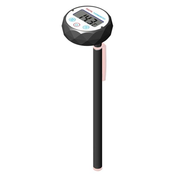 Milk Coffee Hand Brew Kettle Thermometer With Pen Holder Food Thermometer Waterproof (All Black) - Image 2