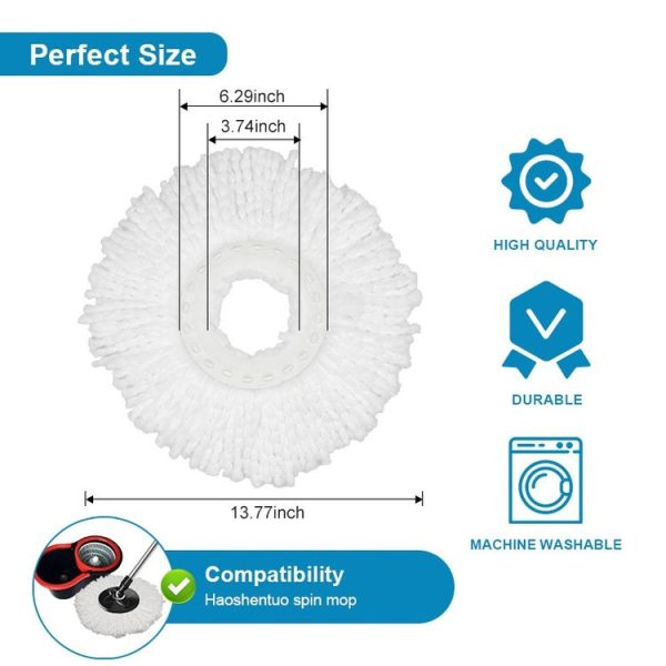 Fine Fiber Mop Pad For 15.8-16cm 360 Rotating Mop Cotton Yarn Replacement Cloths (Blue) - Image 3