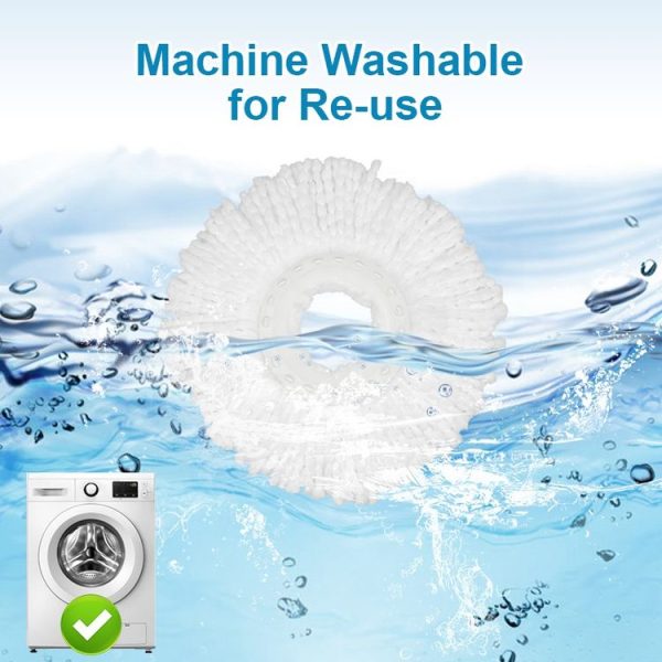 Fine Fiber Mop Pad For 15.8-16cm 360 Rotating Mop Cotton Yarn Replacement Cloths (Blue) - Image 4