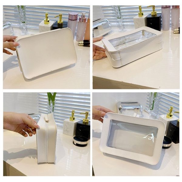 Transparent Large Capacity Cosmetic Storage Bag Portable Multifunctional Clutch (White) - Image 6