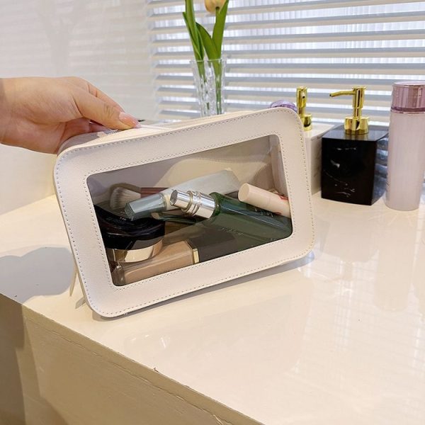 Transparent Large Capacity Cosmetic Storage Bag Portable Multifunctional Clutch (White) - Image 8