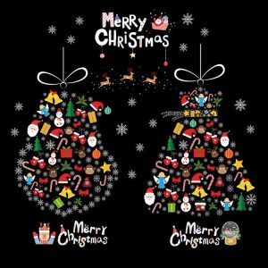 Christmas Window Decoration Poster Santa Claus Elk Snowflake Glass Wall Stickers, Style: SD-01 45x60cm