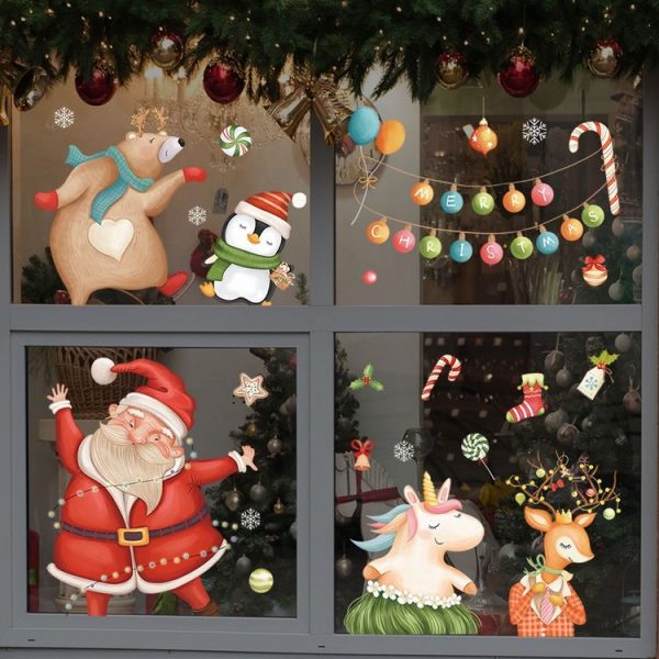 Christmas Window Decoration Poster Santa Claus Elk Snowflake Glass Wall Stickers, Style: SD-01 45x60cm - Image 3