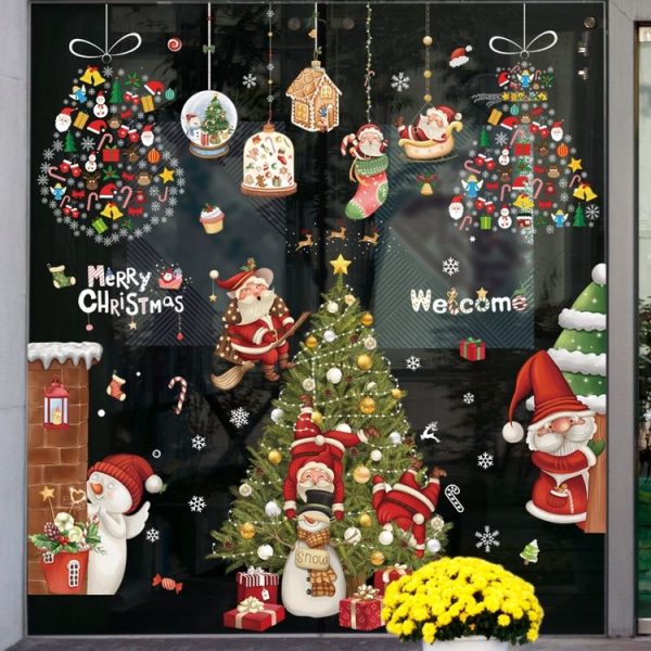 Christmas Window Decoration Poster Santa Claus Elk Snowflake Glass Wall Stickers, Style: SD-01 45x60cm - Image 4