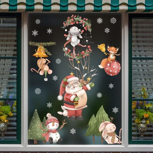 Christmas Window Decoration Poster Santa Claus Elk Snowflake Glass Wall Stickers, Style: SD-01 45x60cm - Image 6