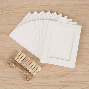 10pcs / Set DIY Photo Gallery Wall Mounted Paper Photo Frame With Twine Clip, Size: 3 inch (White)