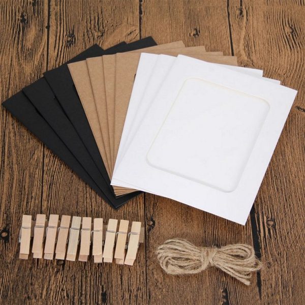 10pcs / Set DIY Photo Gallery Wall Mounted Paper Photo Frame With Twine Clip, Size: 3 inch (White) - Image 2
