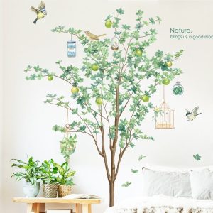 Plant Background Wall Stickers Living Room Sofa Decorative Decals (Green)